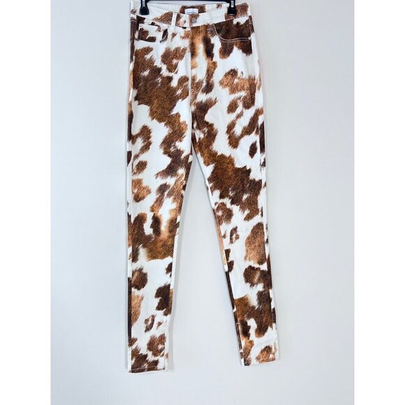 Who wore what Pants - STILETTO SLIT COWHIDE SKINNY JEAN IN BROWN size 29 new without tags